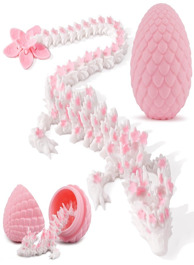 Outgoto 3D Printed Dragon Egg - 12in Articulated Cherry Blossom Dragon Figurine, Fidget Toy & Desk Decor, Flexible Fantasy Collectible Gift for Adults, Teens & Anime Fans - Image 1